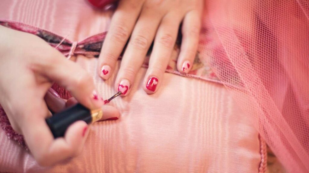 Pink French Nails Square Shape