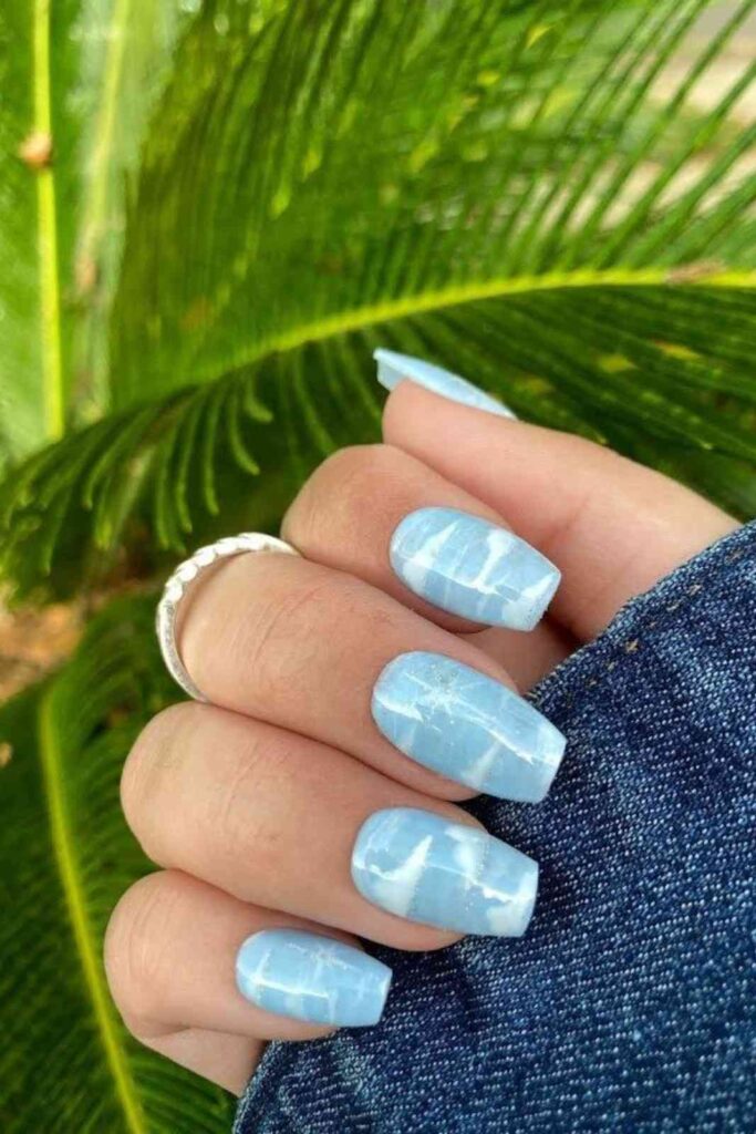 Baby Blue Nails with Glitter