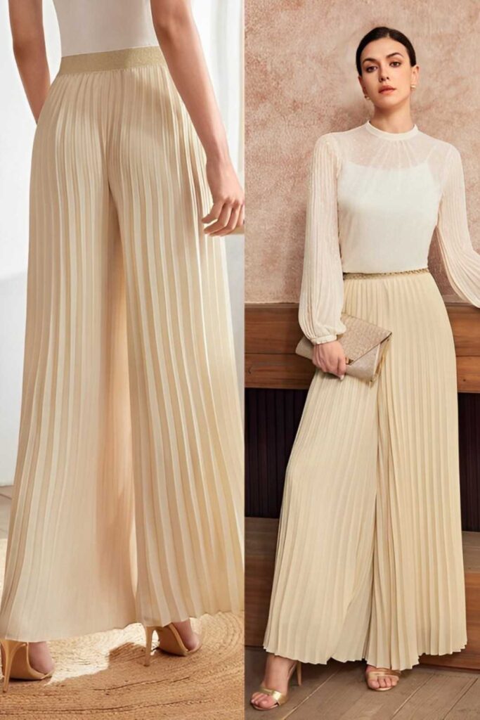 Pleated Wide-Leg 