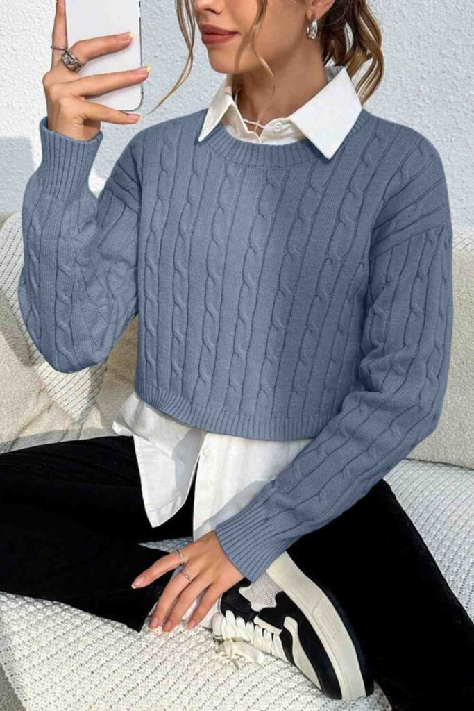 Classic Collared Shirt and Sweater Combo